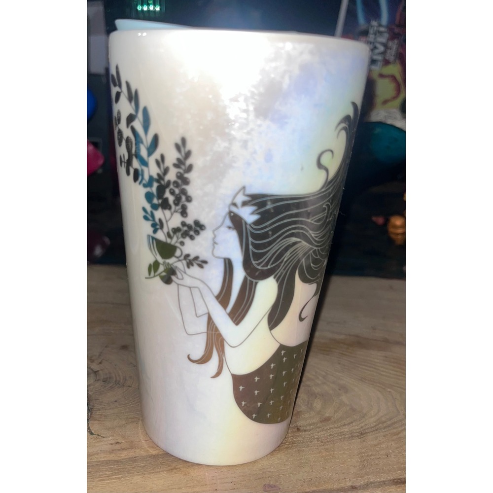 Starbucks 2021 Anniversary Iridescent Siren Mermaid Ceramic Tumbler12oz preowned